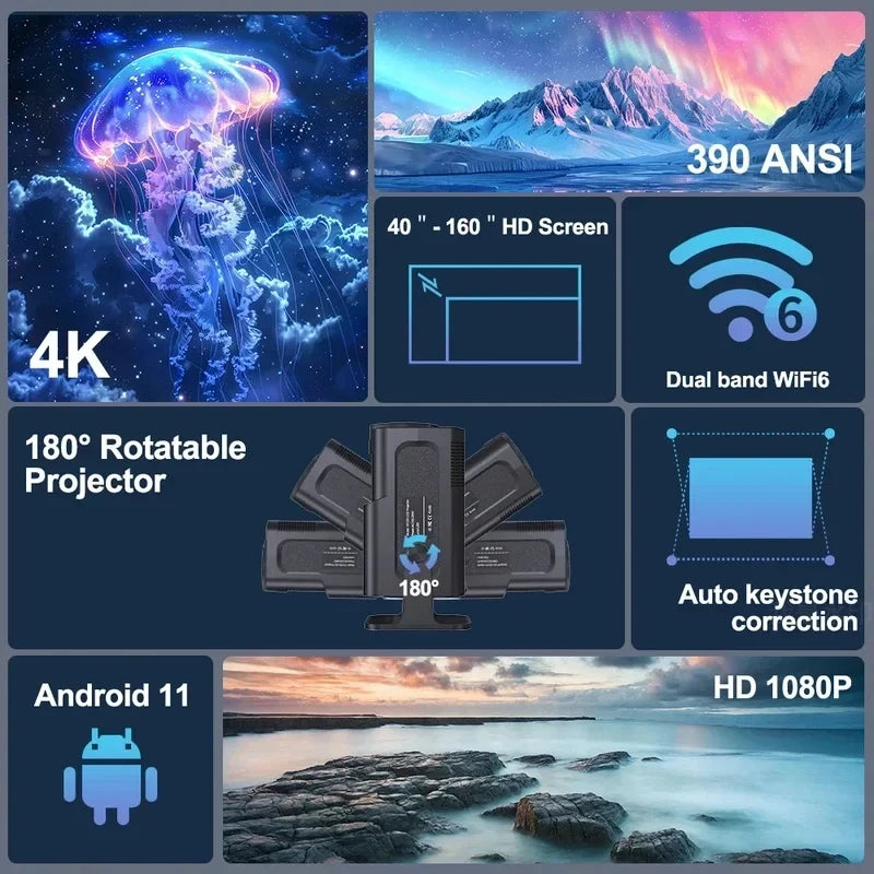 1080P Android Projector WiFi Bluetooth